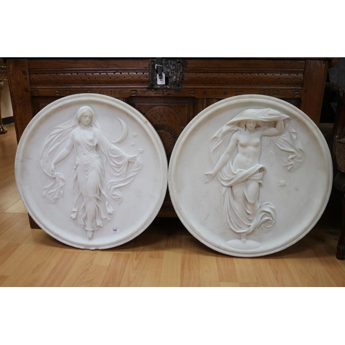 Appraisal: Rare pair of antique carved Italian white marble plaques of