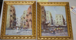 Appraisal: Giusppe Rispoli Italian - Pair of Italian street scenes o