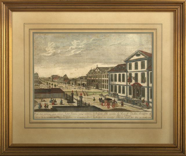 Appraisal: Georgian Hand-Colored Engraving View of the Gottingen Tavern from Across