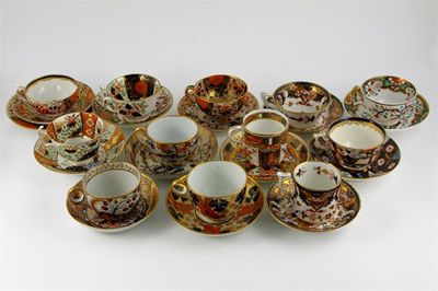 Appraisal: Twelve English porcelain cups and thirteen saucers including Worcester Derby