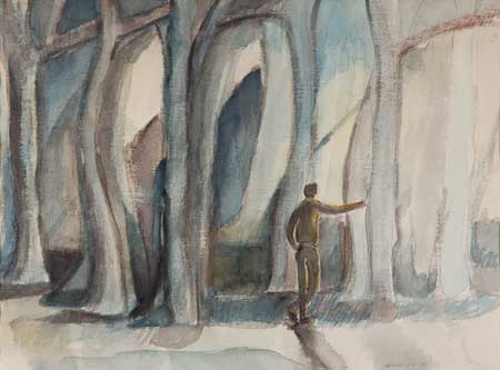 Appraisal: HALE WOODRUFF - Trees Watercolor over pencil on thick wove