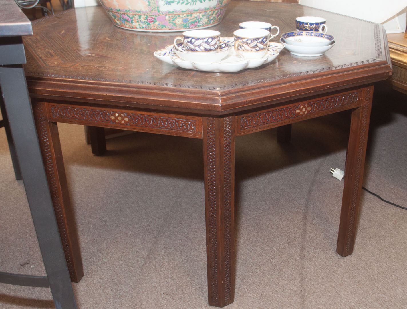 Appraisal: Octagonal inlaid table