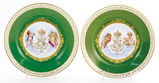 Appraisal: Set Sevres cabinet plates circa gilt ivy border over wide