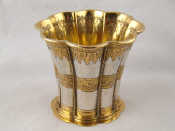 Appraisal: A Danish parcel gilt silver vase the ribbed sides curving