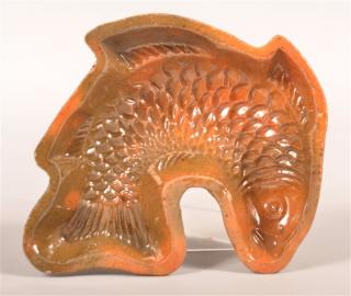 Appraisal: Pennsylvania th Century Redware Glazed Fish Mold w