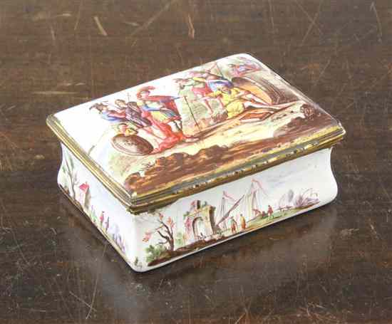 Appraisal: An th South Staffordshire enamel box the lid decorated with