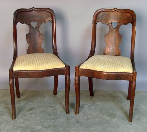 Appraisal: Pair of mahogany saber leg chairs ca