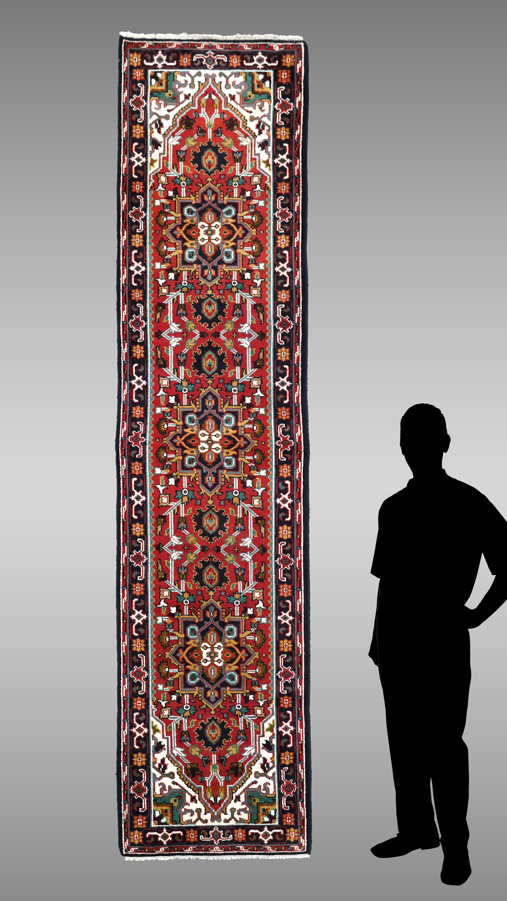 Appraisal: INDO-PERSIAN HAND KNOTTED WOOL RUNNER ' '' X ' ''