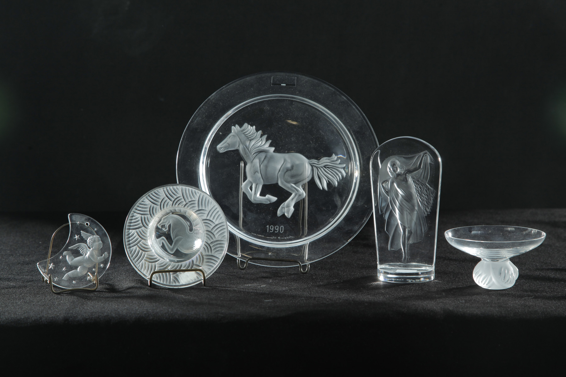 Appraisal: FIVE PIECES OF LALIQUE GLASS WITH ORIGINAL BOXES France th