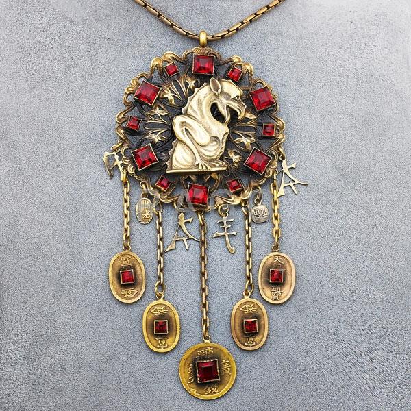 Appraisal: JOSEFF CHINIESE STYLE MEDALLION NECKLACE Condition Report