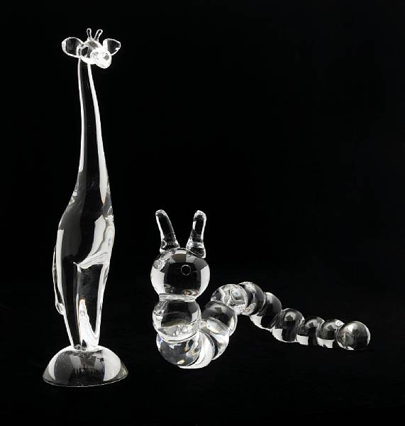 Appraisal: Two Steuben clear glass animal figures introduced and comprising a