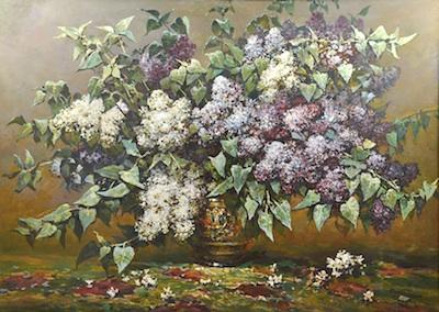 Appraisal: Vladimir Sidsoruk Russian b Lilacs Oil on canvas signed lower