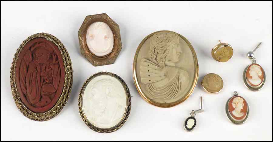 Appraisal: LAVA CAMEO BROOCH PENDANT Together with a group of cameo