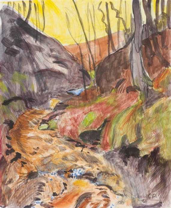 Appraisal: AMIET CUNO Soleure - Oschwand Forest landscape with stream Circa