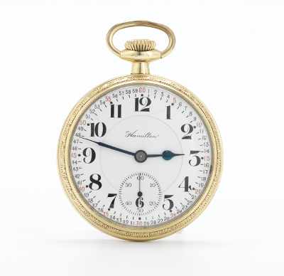 Appraisal: A Hamilton Jewel Type Open Face Pocket Watch ca Gold-filled