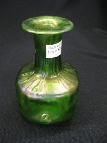 Appraisal: Loetz Art Glass Rusticana Vase green iridescent pinch decor unsigned