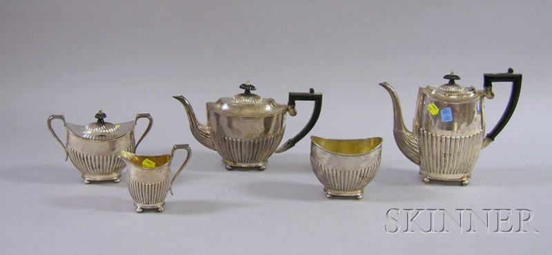 Appraisal: Five-piece Georgian-style Silver Plate Tea Set two pots a creamer