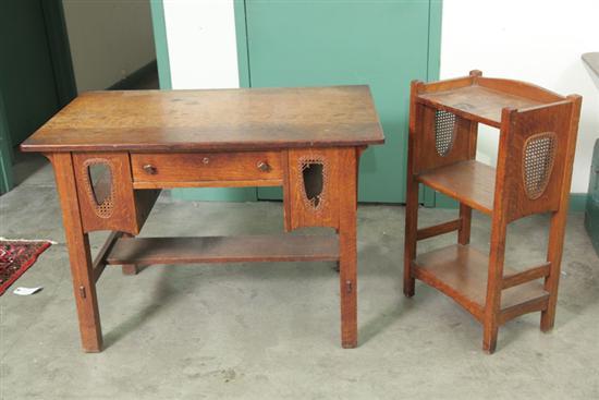 Appraisal: TWO PIECES OF LIMBERT FURNITURE Both oak with cane panels