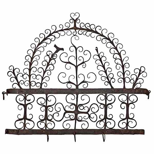 Appraisal: Pennsylvania Wrought Iron Hanging Rack Pennsylvania a wrought iron hanging