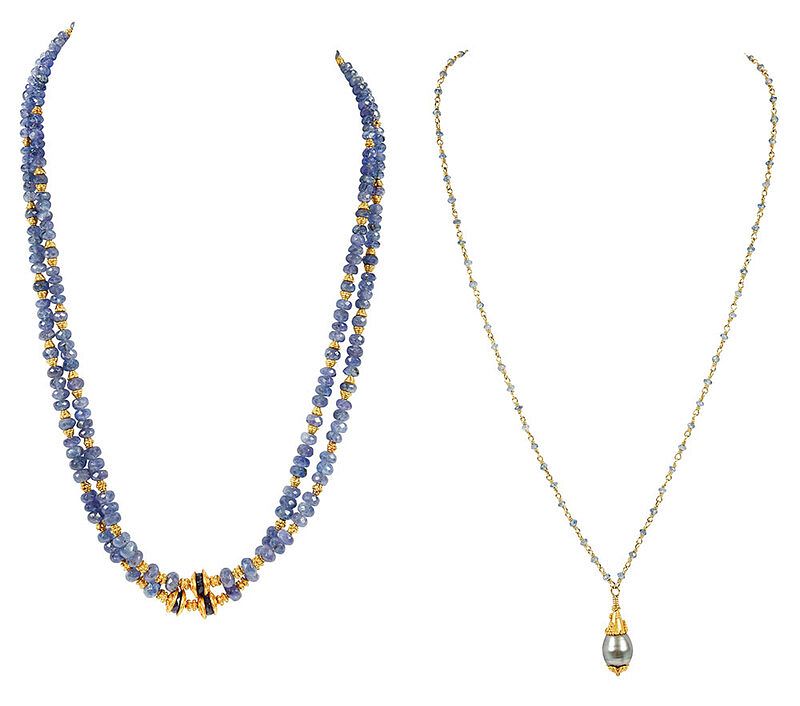 Appraisal: Two kt Tanzanite Necklaces two strands graduated tanzanite beads ranging