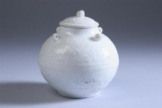 Appraisal: CHINESE WHITE GLAZED PORCELAIN JAR AND COVER Northern Song dynasty