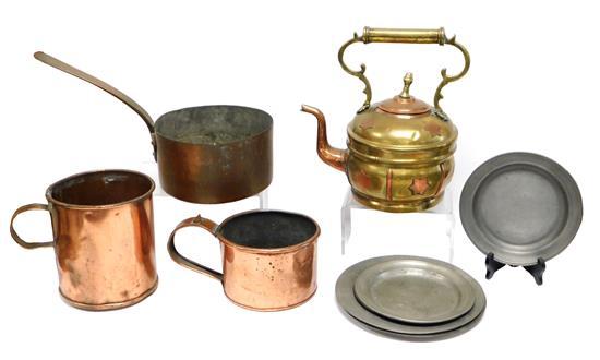 Appraisal: Metalware including copper and pewter nine pieces brass and copper