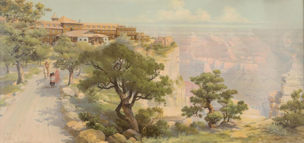 Appraisal: LOUIS AKIN Arizona Oregon - chromolithograph El Tovar Grand Canyon