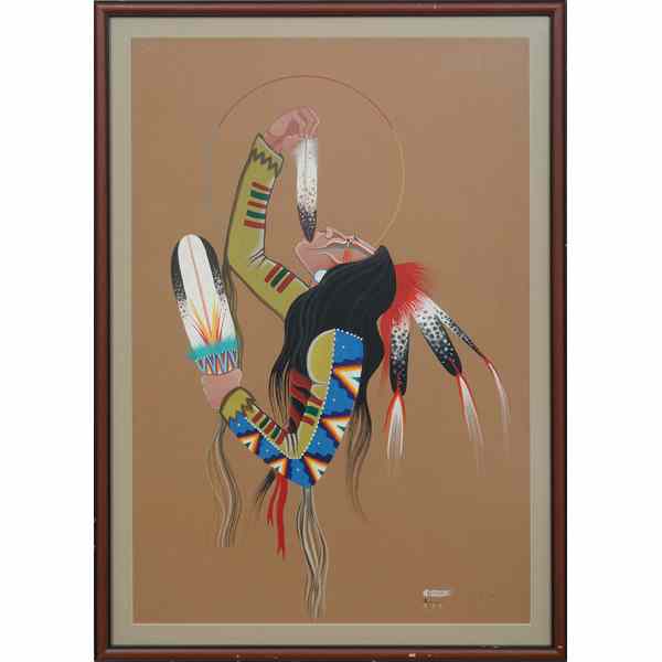 Appraisal: Rance Hood Comanche b - ''Comanche Medicine Man'' tempera on