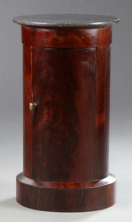 Appraisal: French Empire Carved Mahogany Marble Top Cylindric French Empire Carved