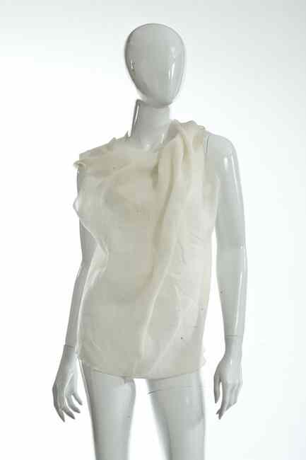 Appraisal: LANVIN WHITE SILK BLOUSE Summer in new condition In an