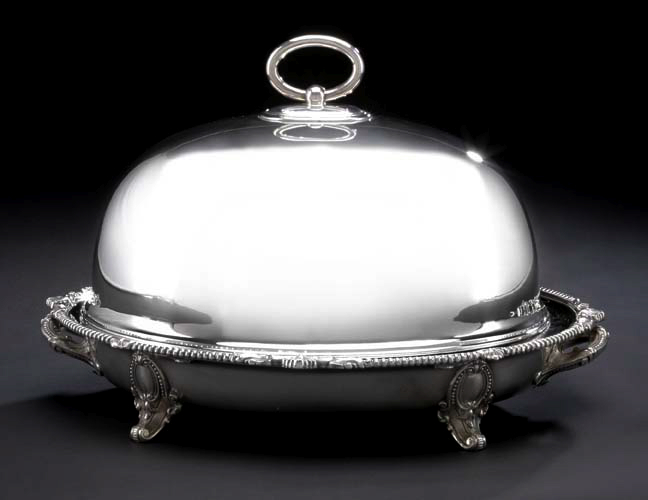 Appraisal: Edwardian Silverplate Roasted Meats Platter and Dome first quarter th