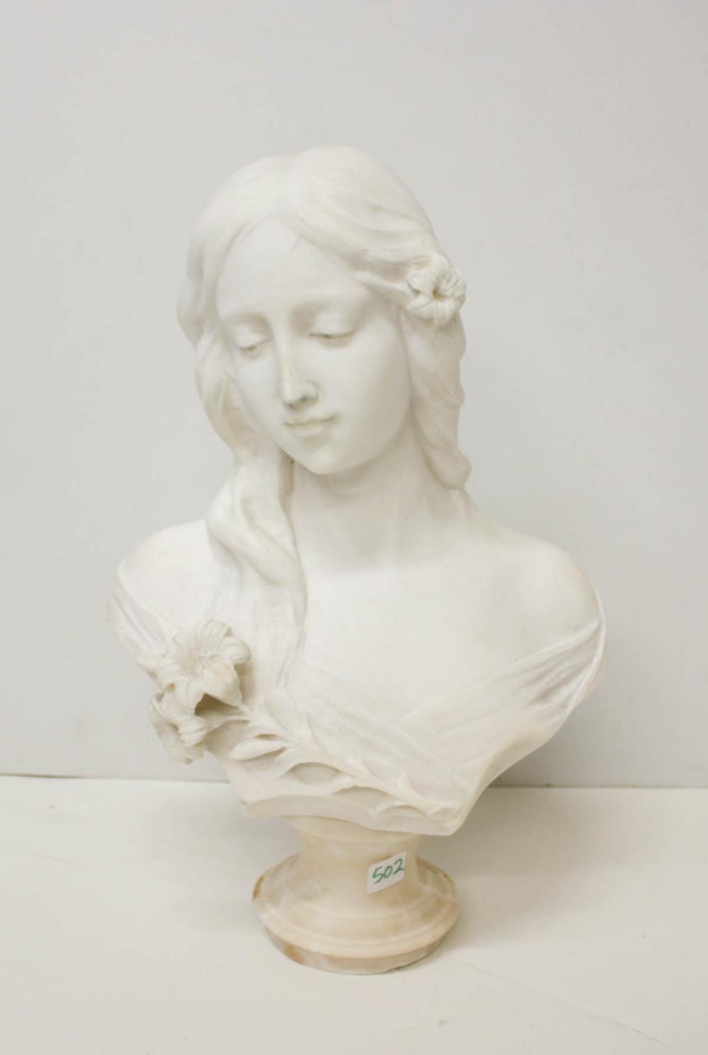 Appraisal: CIPRIANO CIPRIANI Italy th century alabaster bust of a woman