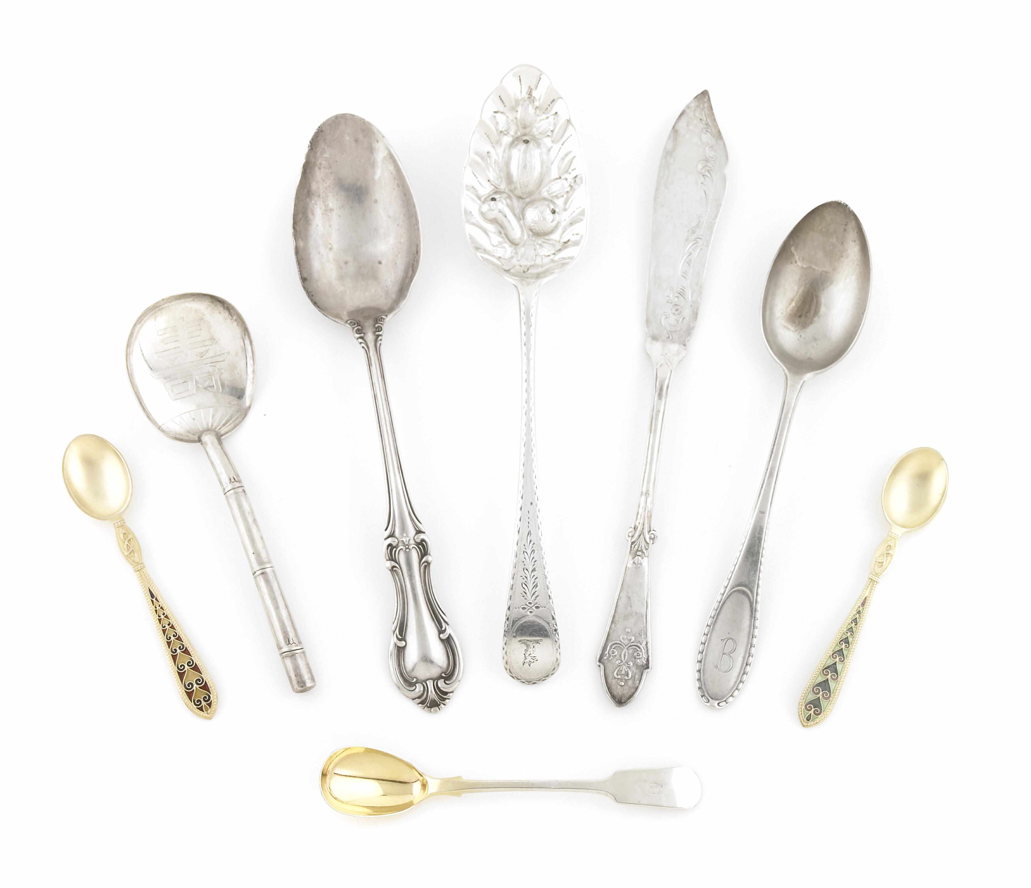 Appraisal: A group of silver flatware th - th centuriesComprising George