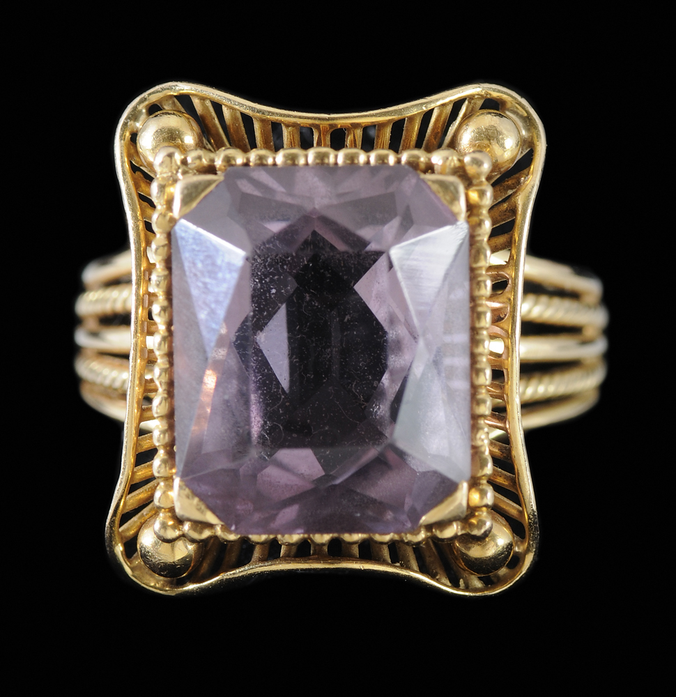 Appraisal: Rose De France Amethyst Ring emerald-cut ct medium lavender genuine