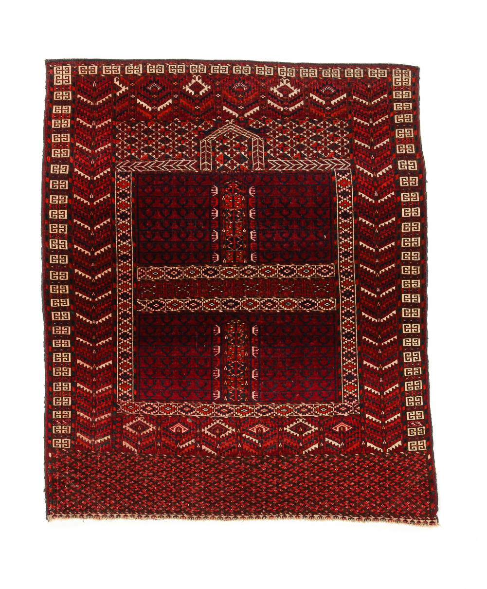 Appraisal: TURKMEN TEKKE ENSI RUG Late th century Red ground Old