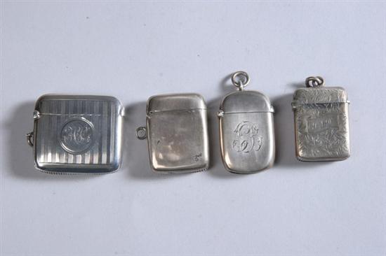 Appraisal: FOUR ENGLISH SILVER MATCH CASES MADE IN BIRMINGHAM One V