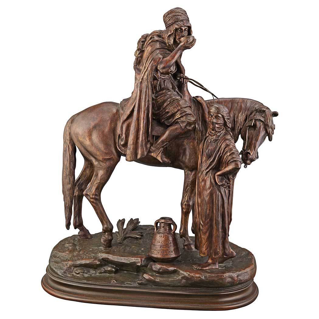 Appraisal: French Bronze Equestrian Group of an Arab Cavalier After a