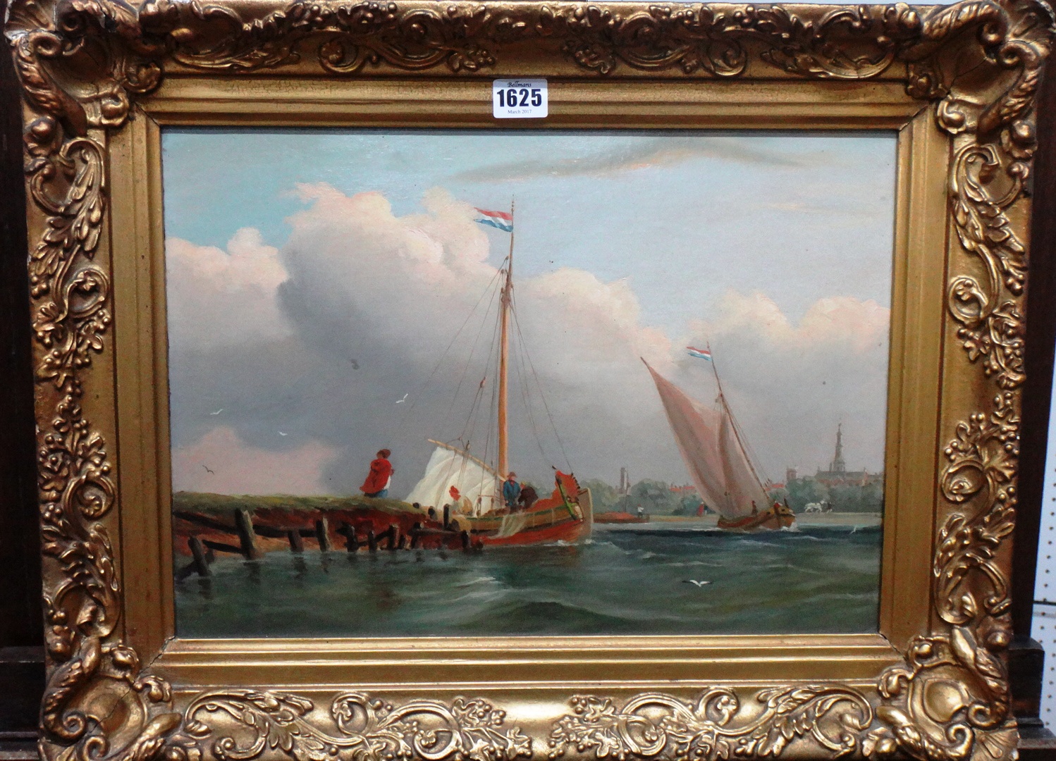 Appraisal: Follower of George Chambers Estuary scene oil on canvas cm