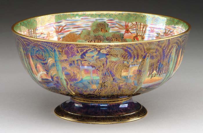 Appraisal: WEDGWOOD FAIRYLAND LUSTRE PUNCHBOWL Spectacular Fairyland Lustre punchbowl is decorated