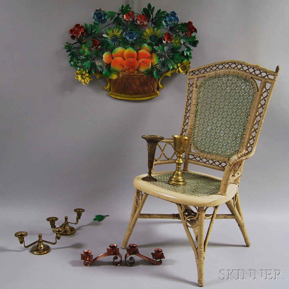 Appraisal: Group of Decorative Items including a child's chair and six