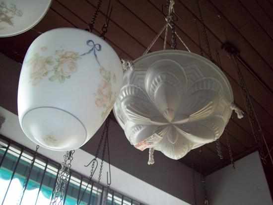 Appraisal: A VICTORIAN FROSTED GLASS SHADE ON A SILK CORD AND