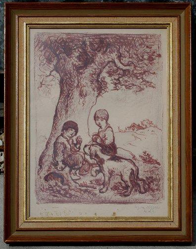 Appraisal: HIGGINS Eugene American - Children with Dog Under a Tree