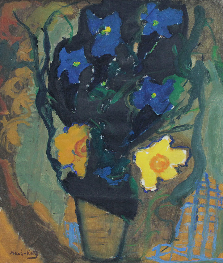 Appraisal: MANE-KATZ French-Ukrainian - Still Life of Blue and Yellow Flowers