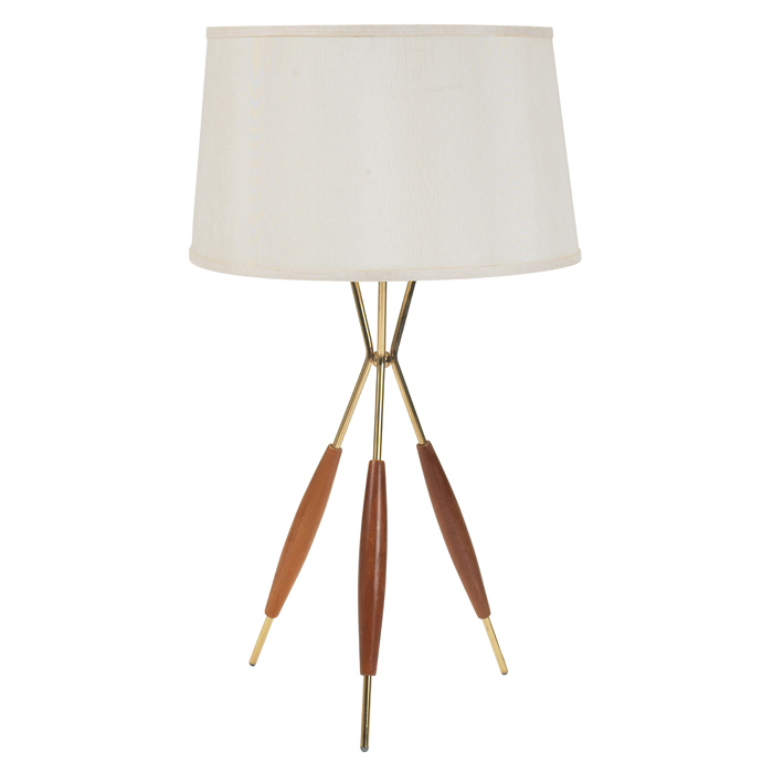 Appraisal: Gerald Thurston table lamp by Lightolier brass tripod base with