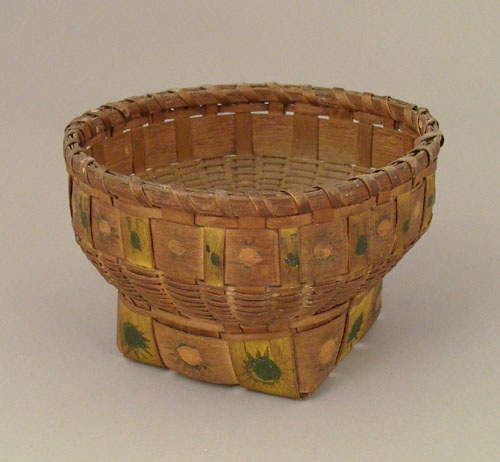 Appraisal: Maine Indian splint basket late th c with red green