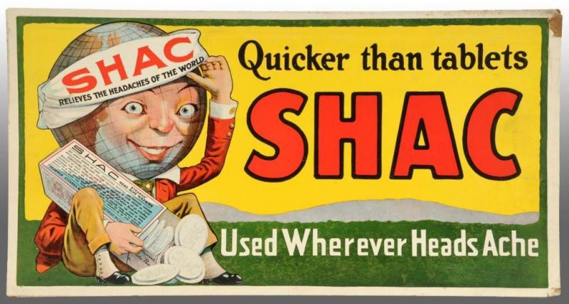 Appraisal: Cardboard Shac Headache Tablets Trolley Car Sign Description Circa to