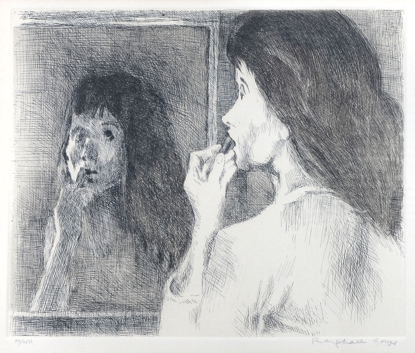 Appraisal: SOYER Raphael Russian - ''Lipstick'' etching and aquatint sight size