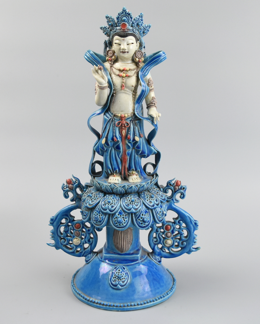 Appraisal: CHINESE PORCELAIN FIGURE OF BUDDHA TH C Has an urna