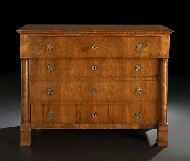 Appraisal: Empire-Style Walnut Commode second quarter th century the rectangular top