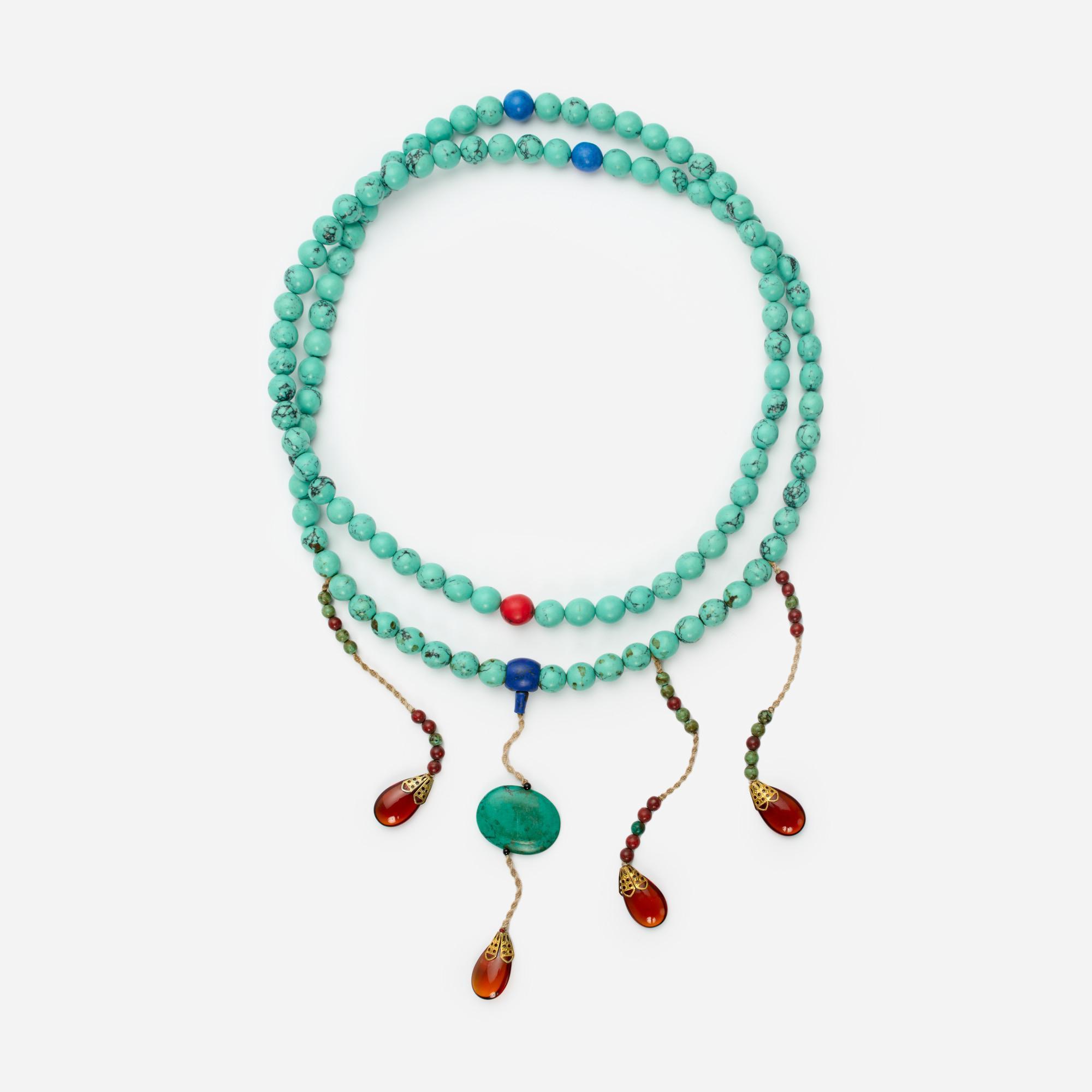 Appraisal: CHINESE TURQUOISE CHAO ZHU COURT NECKLACE A Chinese turquoise Chao